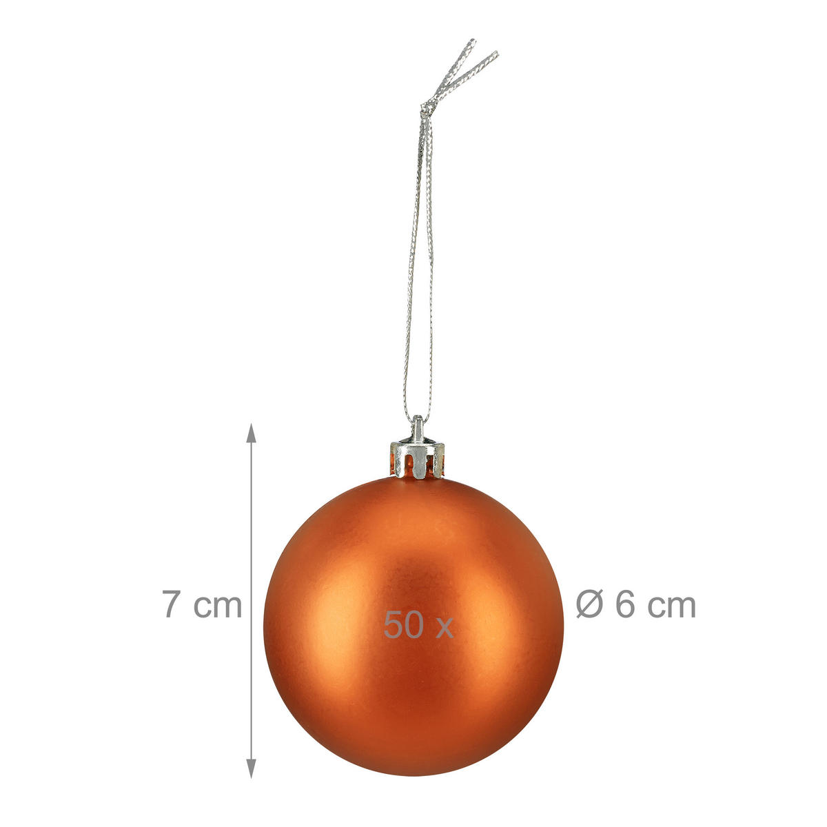 50XWEIHNACHTSKUGELN - Orange, Kunststoff (6/7/6cm) - Relaxdays