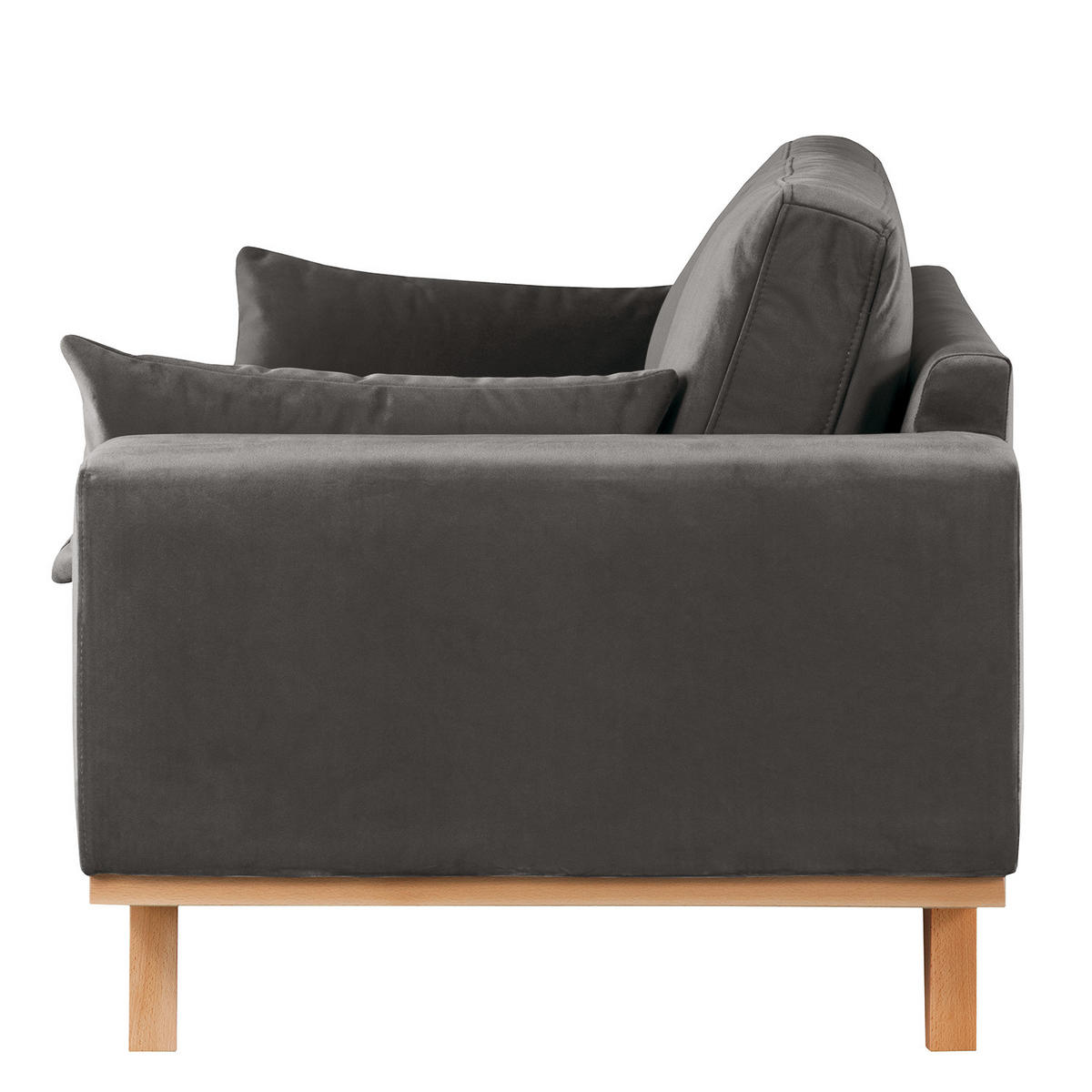 3-SITZER SOFA - Dunkelgrau/Buchefarben, Buchenholz/Textil (237/81/88cm) - home24