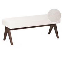 ČALOUNĚNÁ LAVICE Bouclé Krémově bílá/Tmavě hnědá Tamre - krémová, textil (118/48/46cm) - Beliani
