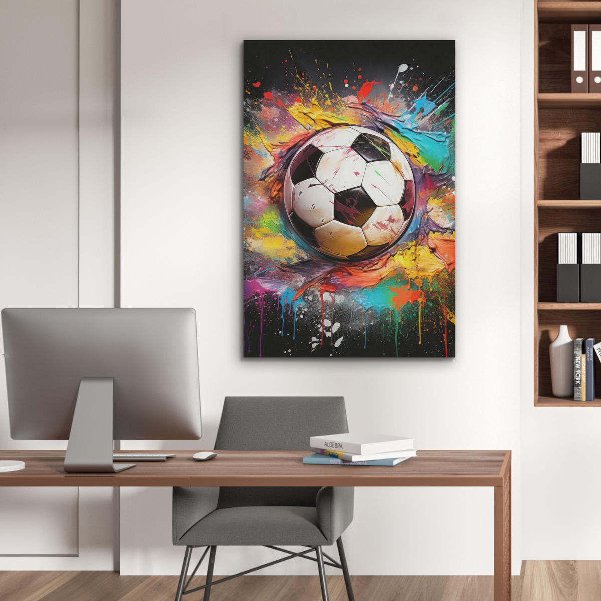 AKUSTIKBILD Fußball - Farbe - Farben - Schwarz - Weiß Wanddeko 60x90 cm - Weiß, Kunststoff (60/90/0.9cm) - MuchoWow