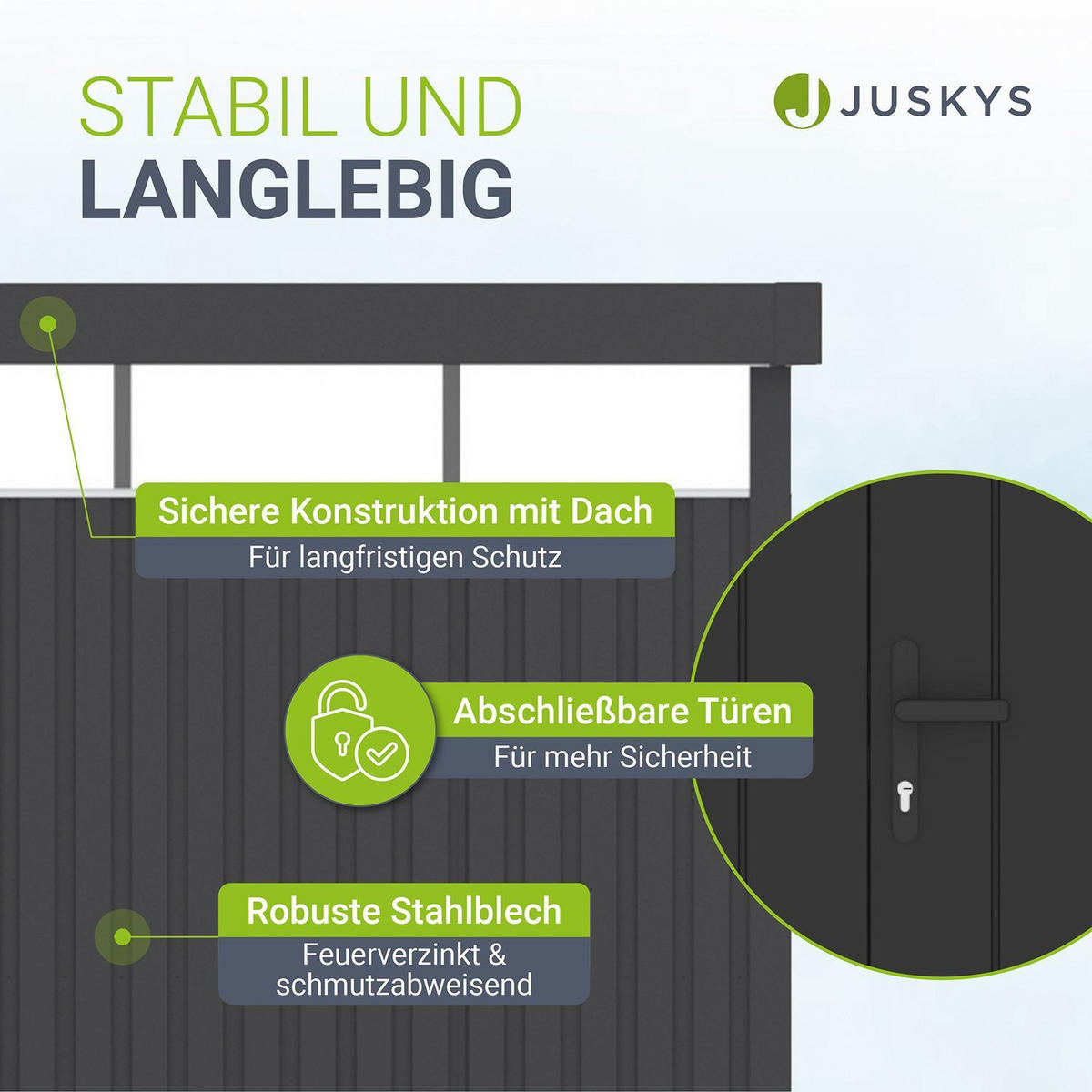 GERÄTEHAUS Luzern Anthrazit - Anthrazit, Metall (396/200/294cm) - Juskys
