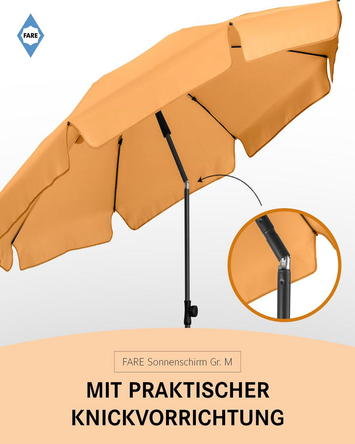 SONNENSCHIRM 180/180/127 cm - Orange, Kunststoff (180/180cm) - FARE