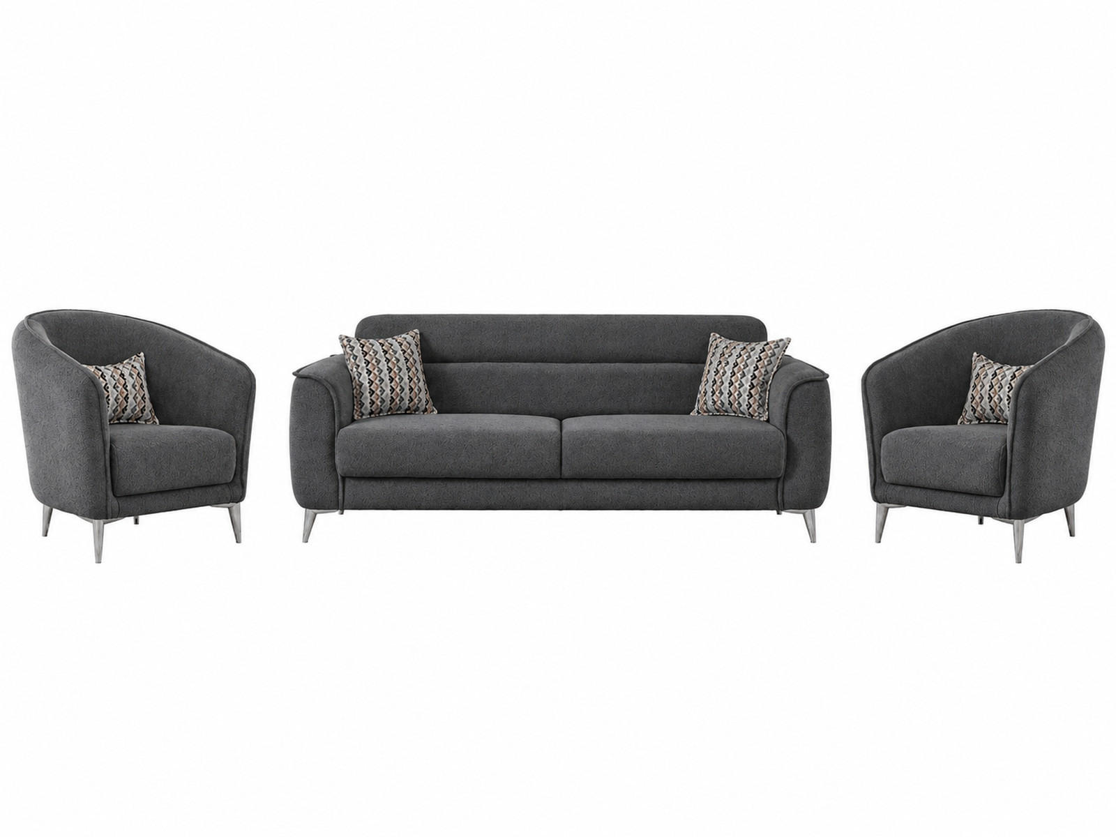 SITZGARNITUR Acapulco, Anthrazit Stellvariante 3+1+1 - Anthrazit, Holzwerkstoff/Kunststoff (237/87/98cm)