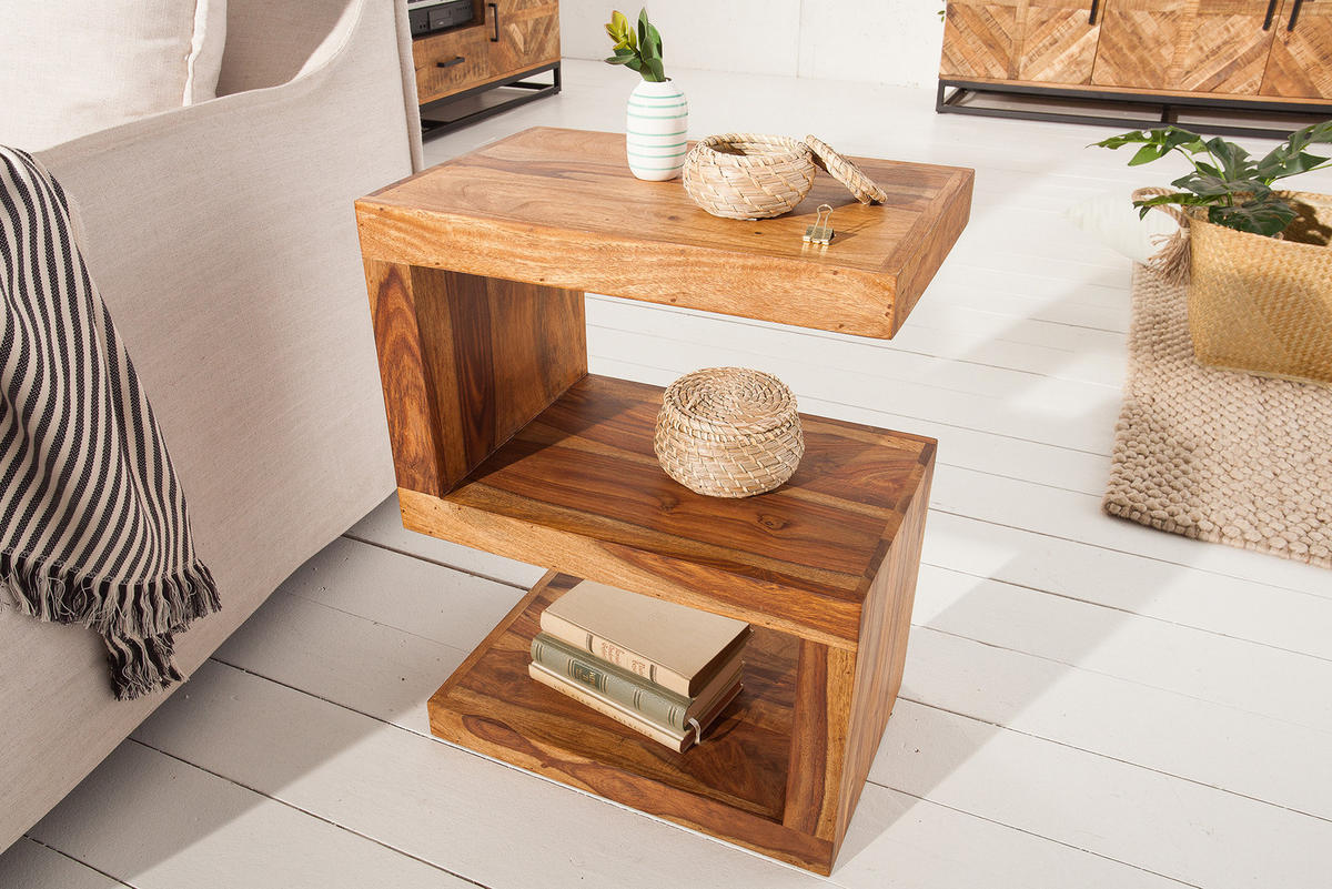 BEISTELLTISCH S Sheesham Natur 60 cm - Braun, Holz (30/45/60cm) - riess-ambiente
