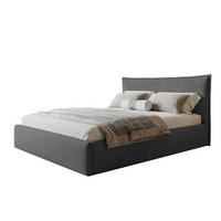 BETT 180x200 - Polsterbett mit Bettkasten und Metallrahmen - Modern Betten - Weicher Jasminstoff - Kollektion Rimini - Dunkelgrau - Dunkelgrau, Holz/Textil (180/200cm) - Alpi-Möbel