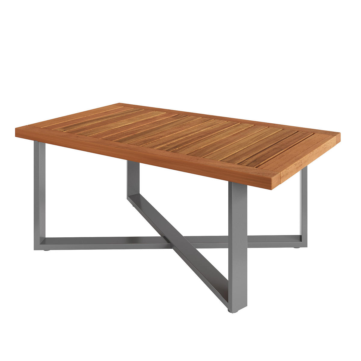 GARTENMÖBEL 100x50cm grau aus Metall und mit Holzplatte - Grau, Metall - Modfu