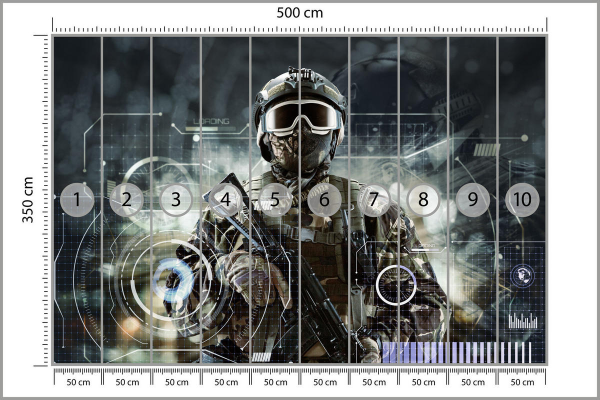 FOTOTAPETE für Jugendzimmer Futuristischer Soldat Krieger 500x350 - Braun/Grau, Papier (500/350cm) - Muralo