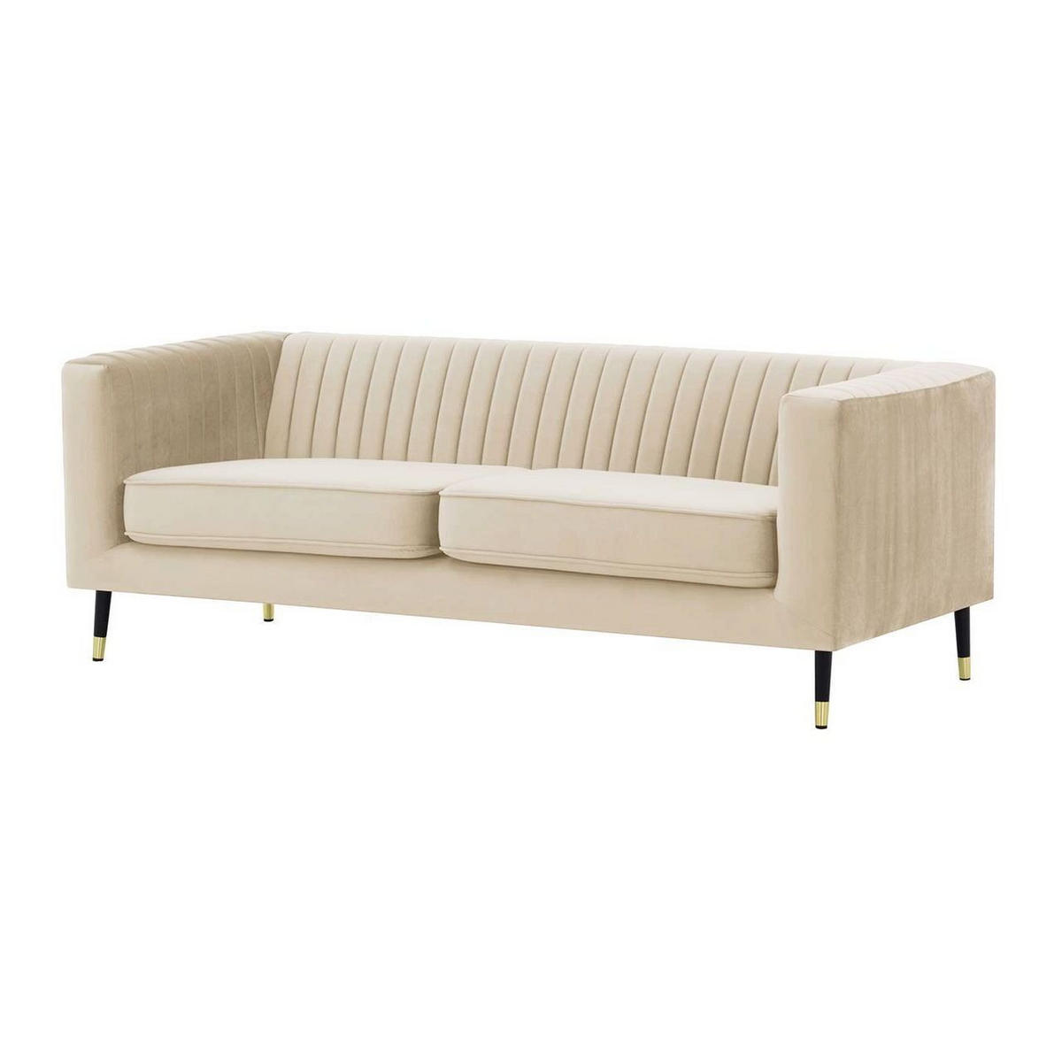DREISITZER SOFA Slender-Velluto 2 - Creme, Holz/Textil (201/71/83cm) - SLF24