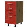 SCHUBLADENUNTERSCHRANK Brerra D4M/40 Korpus eiche artisan / Front RAL 3002 karminrot Hochglanz 40 / 50 / 82 cm - Rot/Eiche Artisan, Holz/Holzwerkstoff (40/82/50cm) - Feldmann-Wohnen