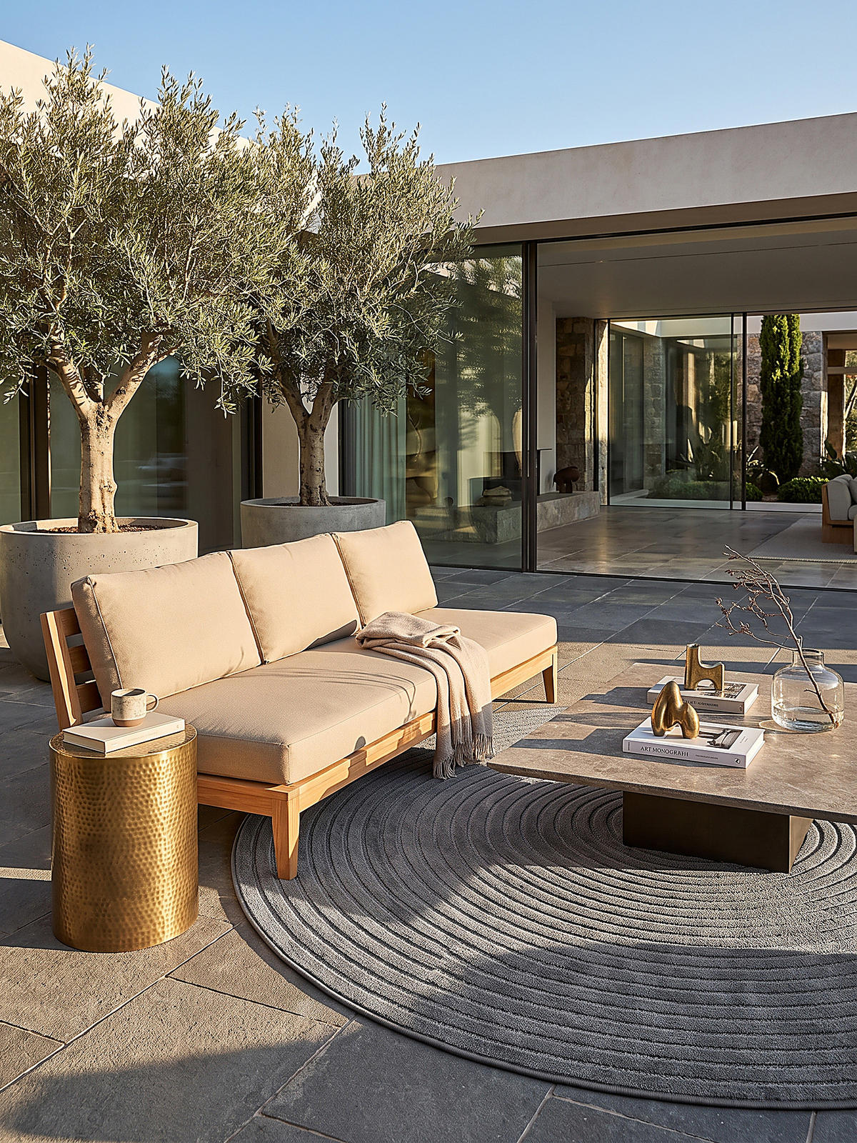 TEPPICH Outdoor Abstrakt MEZEN Polypropylen Anthrazit 120 x 120 cm - Anthrazit, Textil (120/120cm) - KADIMA DESIGN