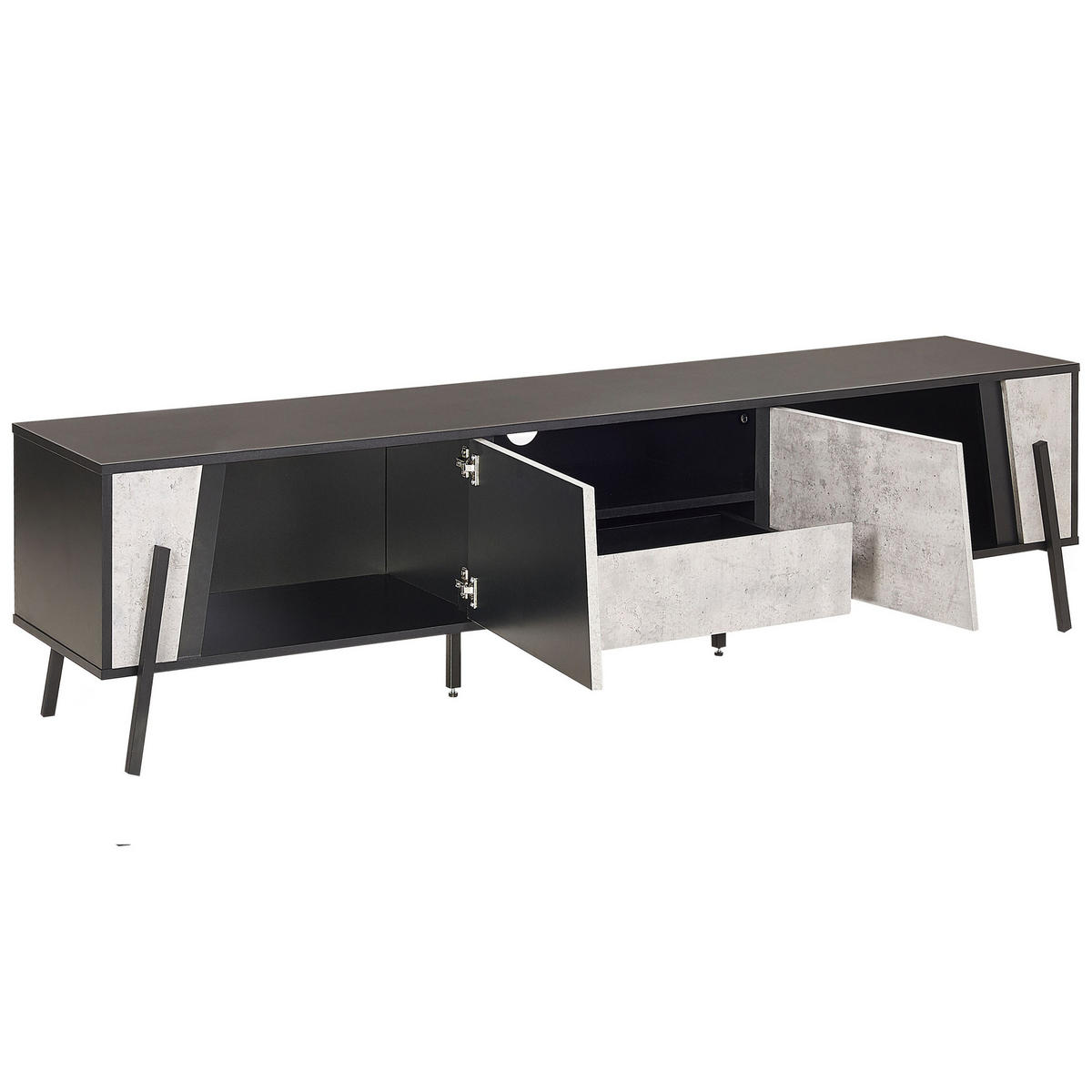 TV-MÖBEL Grau, Schwarz BLACKPOOL 40/177/46 cm - Grau, Holzwerkstoff (177/46/40cm) - Beliani