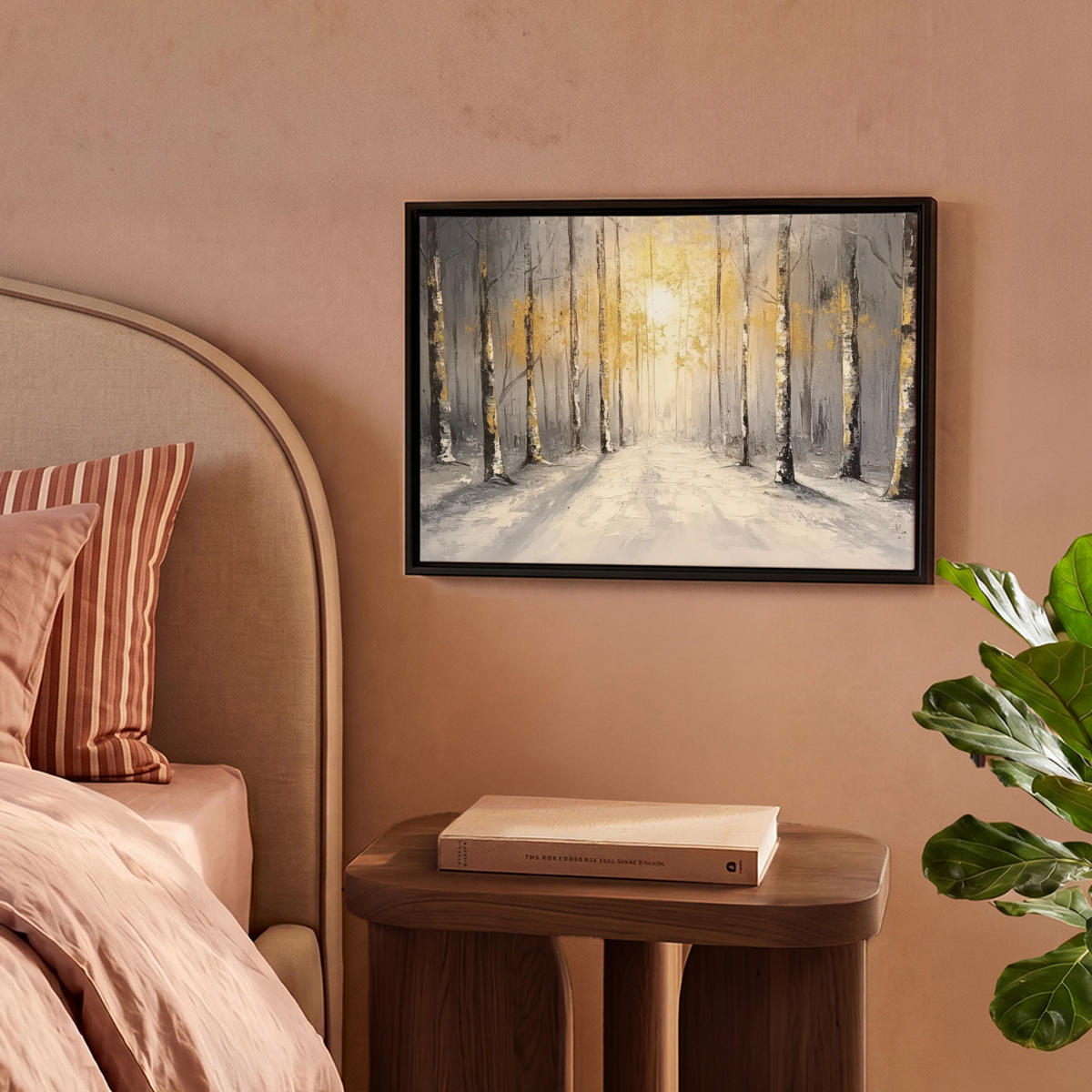 LEINWAND Bilder mit Rahmen - Winter - Abstrakt - Schnee - Natur - Sonne - 40x30 - Grau, Textil (40/30cm) - MuchoWow