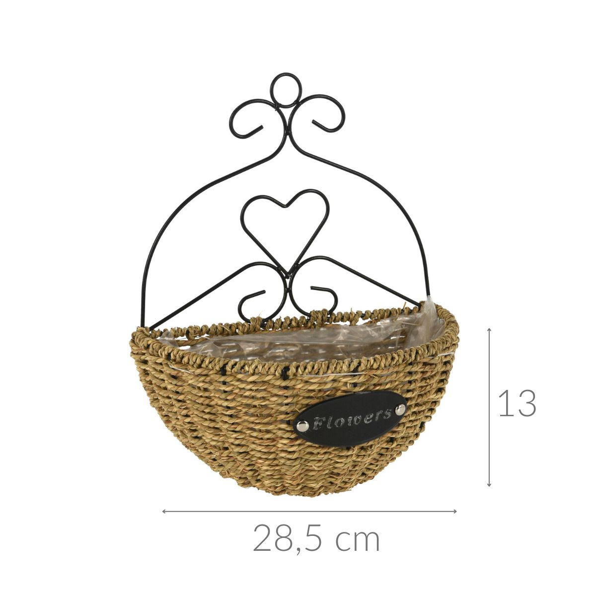 HÄNGETOPF Korb-Optik 28/15/13 cm - Beige, Kunststoff (15.5/13/28.5cm) - Home Styling Collection