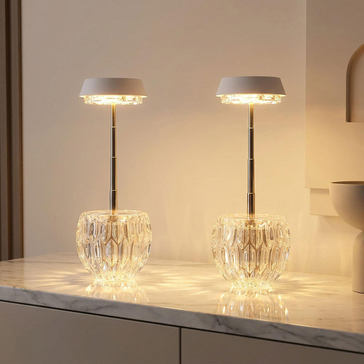 LED TISCHLEUCHTE Wanda Schwarz Edelstahl 2er Set - Schwarz, Glas (10.5/10.5/28cm) - Globo Lighting