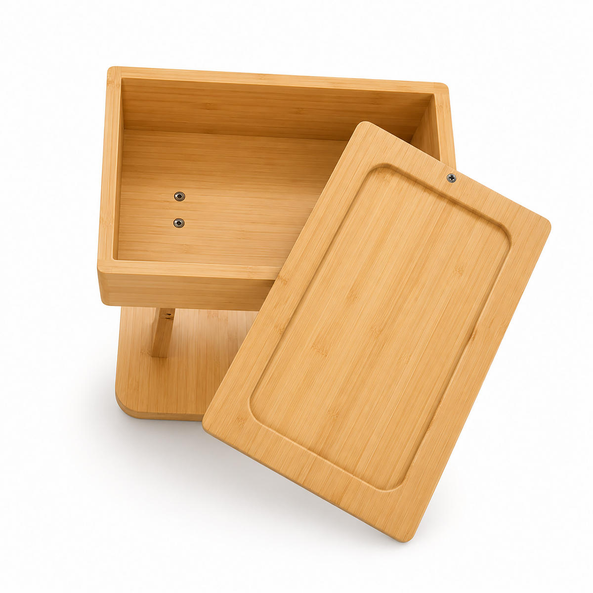 STOJAN Přírodní bambus na toaletní papír s úložným boxem - světle hnědá, dřevo (25/64.5/20cm) - Relaxdays