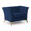CHESTERFIELD-SESSEL Whitby Marineblau Samt mit goldenen Füßen - Goldfarben/Dunkelblau, Holz/Textil (116/78/82cm) - S-Style Möbel
