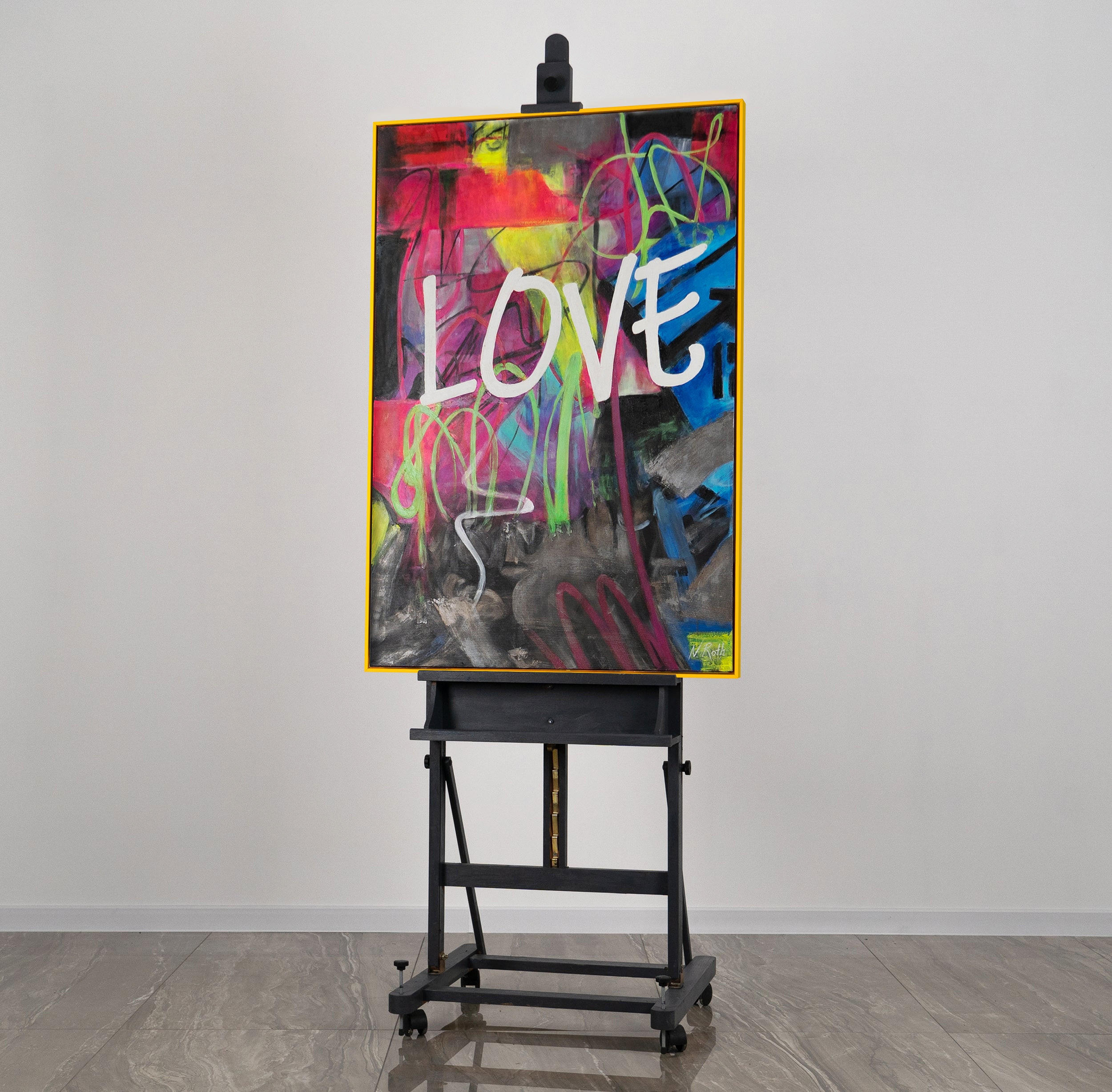 GEMÄLDE Love Schattenfugenrahmen Gelb 140x100 cm - Gelb, Holz (140/100cm) - YS-art gallery