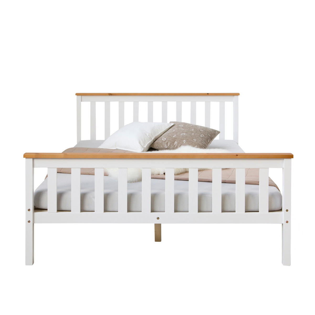 HOLZBETT 140/200 cm weiß natur - Weiß, Holz (140/200cm) - Homestyle4u