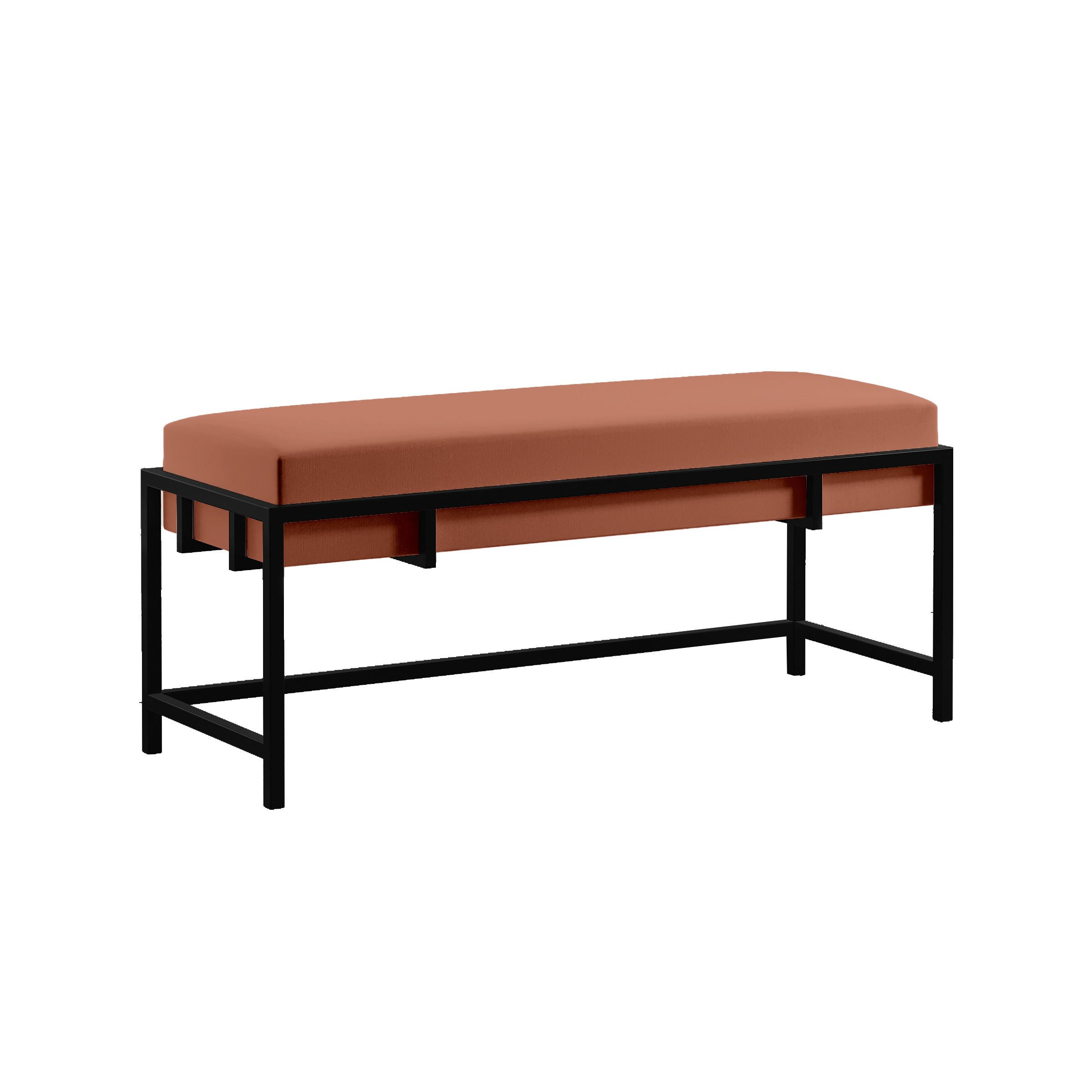 POLSTERBANK LAMO 100 Rosa, Schwarzes Metallgestell - Pink/Schwarz, Textil/Metall (100/45/35cm) - Bettso