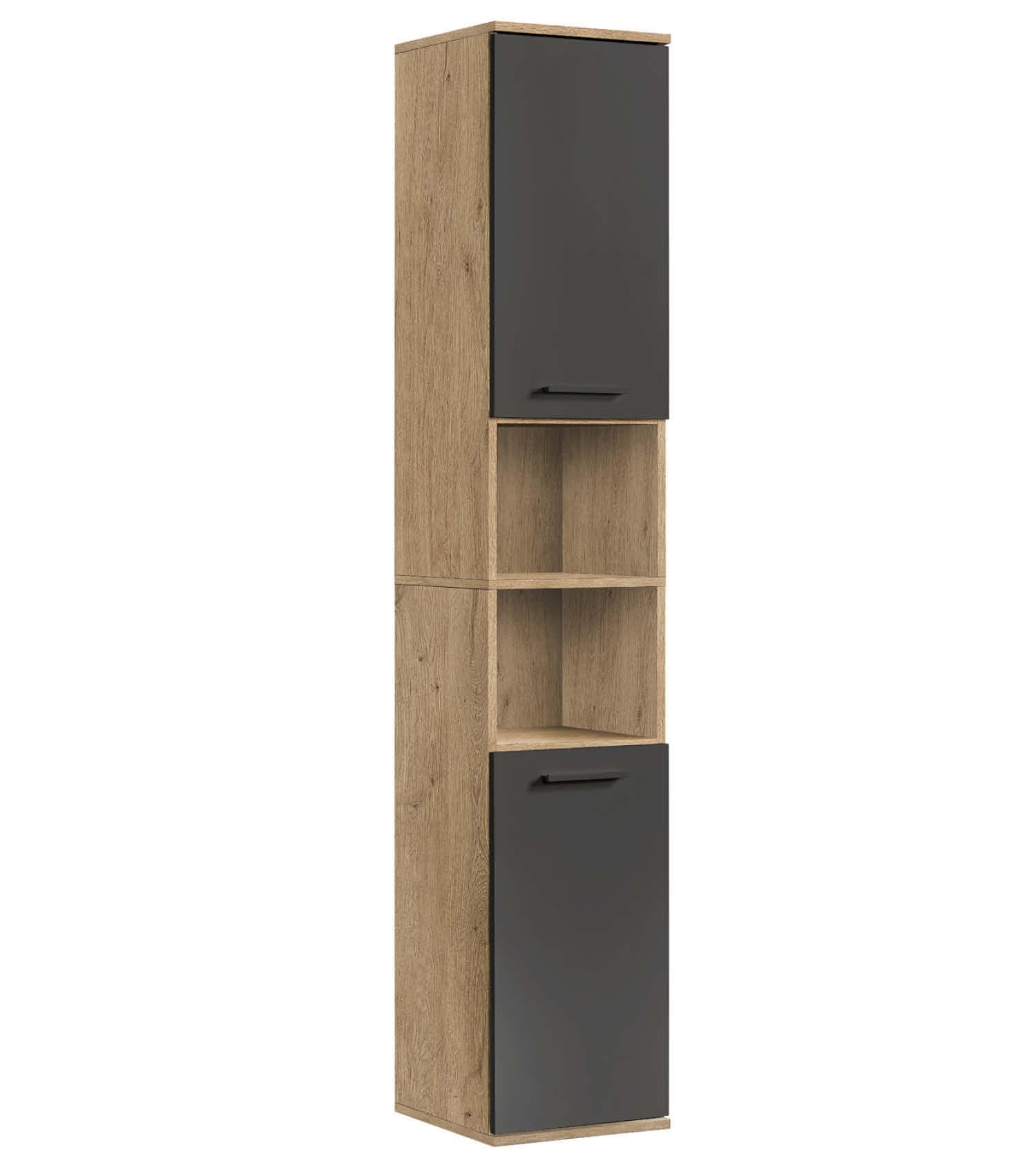 BAD HOCHSCHRANK Der Kapitän - Anthrazit, Holzwerkstoff (33/180/34cm) - Mokebo