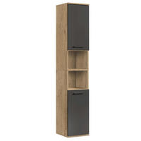 BAD HOCHSCHRANK Der Kapitän - Anthrazit, Holzwerkstoff (33/180/34cm) - Mokebo