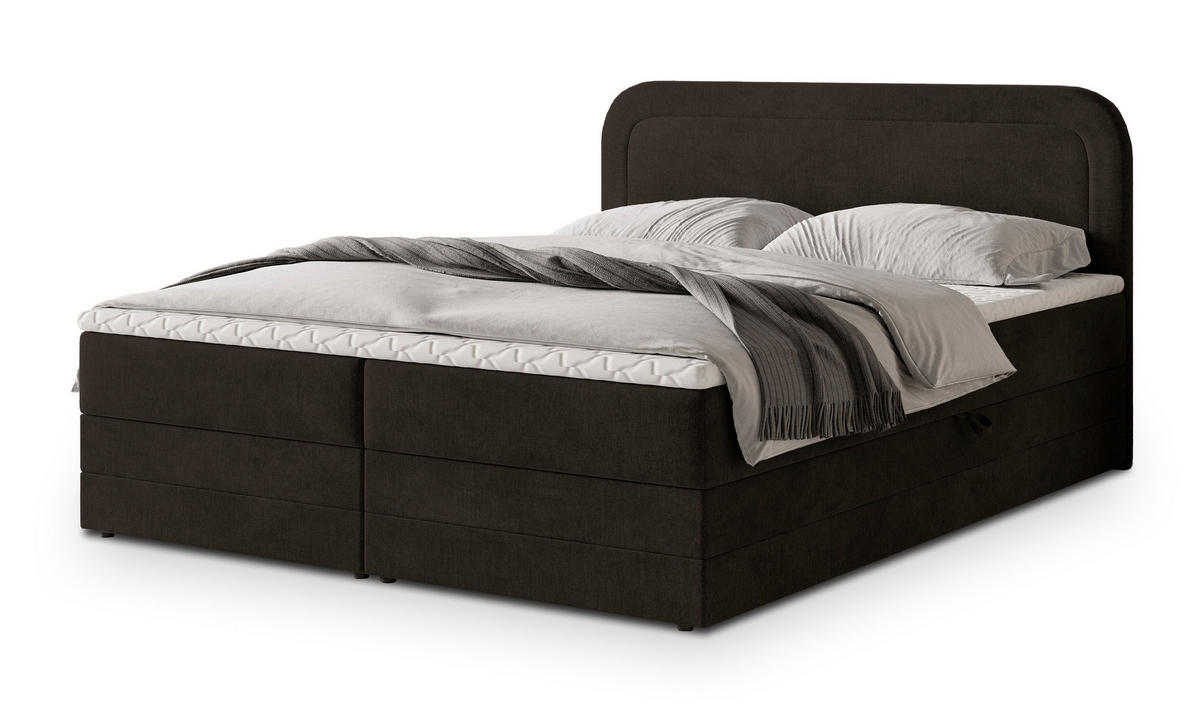 POSTEL BOXSPRING ARMEL 160x200 cm, s matrací a úložným prostorem, hnědá - hnědá, kompozitní dřevo/textil (160/200cm) - MASSENO