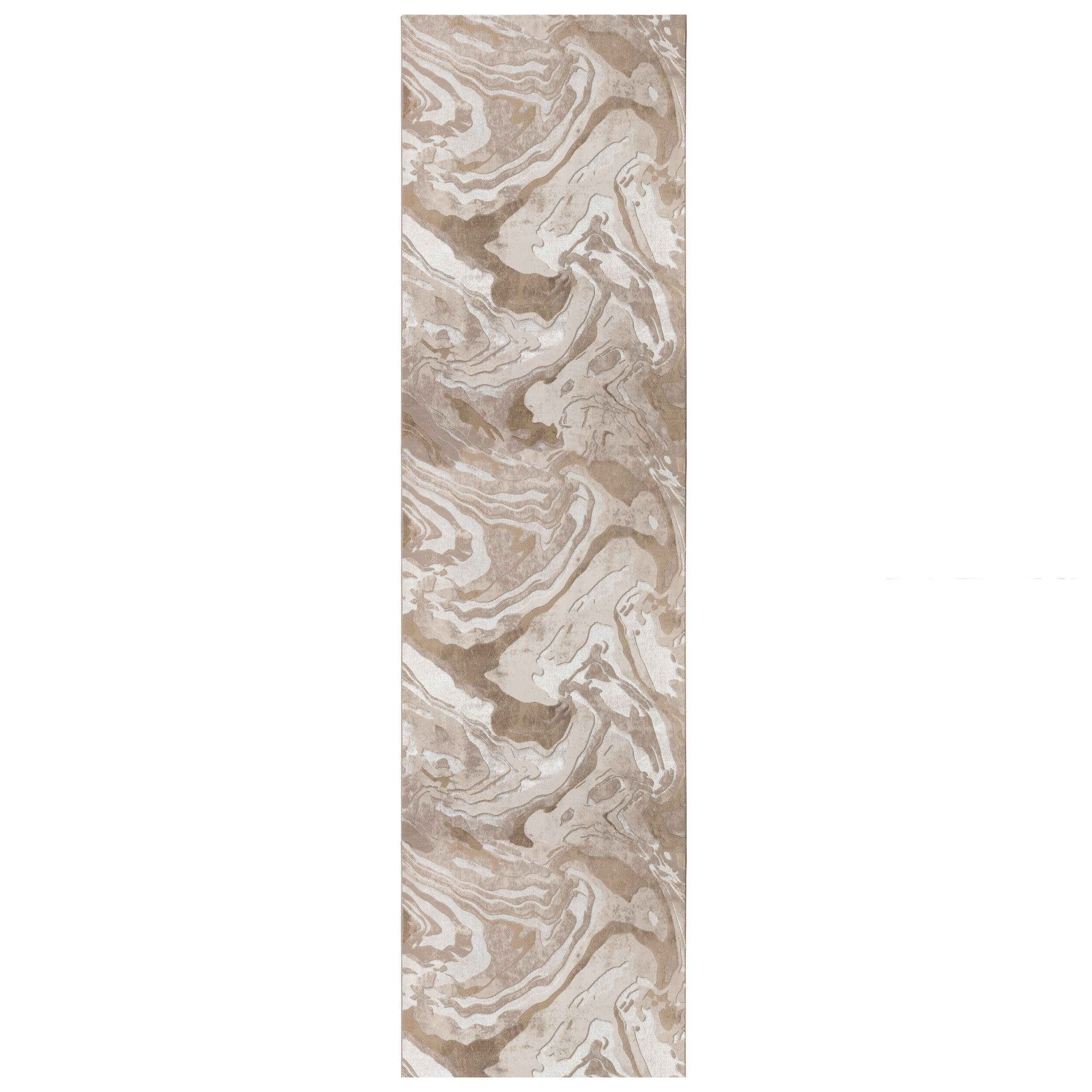 TEPPICH Marmor-Design, metallisch OUSE JOY, Beige 60x230 cm - Beige, Textil (60/230cm) - KADIMA DESIGN