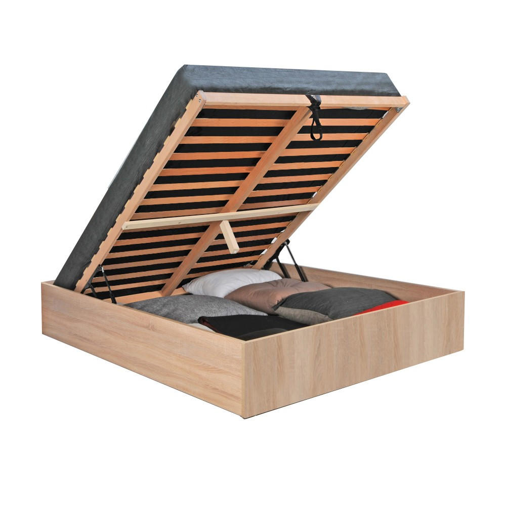BETTKASTEN BILBAO mit Lattenrost/ Bett 160x200 - Eiche Hell Dekor - Sonoma Eiche, Holzwerkstoff (160/200cm) - Weber Industries