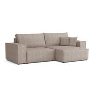 ECKSOFA MATT 255/153 cm rechts in Cord Beige - Beige/Schwarz, Holz/Holzwerkstoff (255/153cm) - Deine Möbel 24