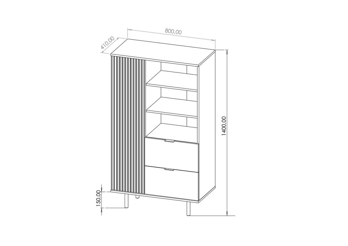 BÜCHEREGAL Bianco 80 Kaschmir - Kaschmir, Holzwerkstoff (80/140/41cm) - Bettso