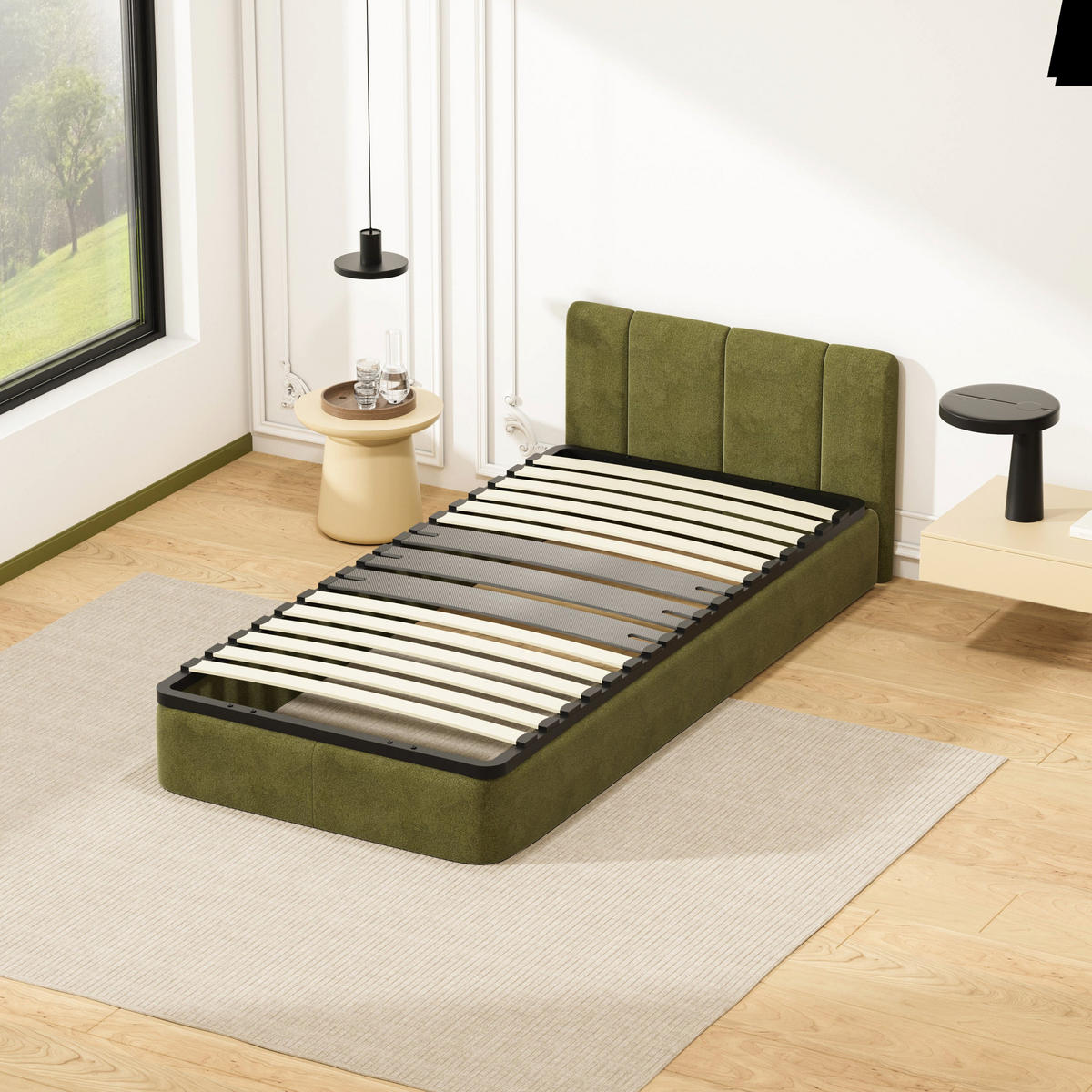 LATTENROST naturbelassen, 90/200 cm, 15 Latten aus Pappelholz - Schwarz, Metall (90/200cm) - DEWINNER