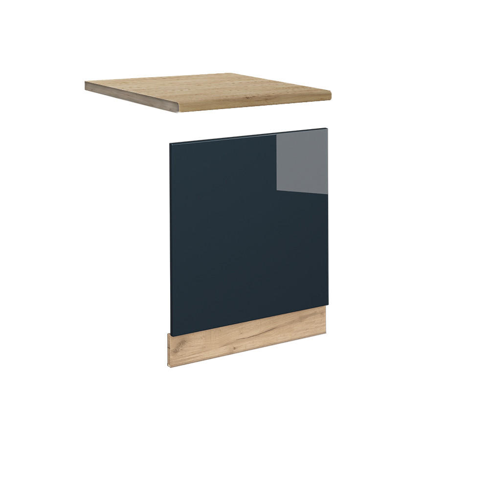 FRONTBLENDE Fame-Line Dunkelblau Hochglanz 60 cm, AP Eiche - Eiche Wotan/Dunkelblau, Holzwerkstoff (60/67.4/1.6cm) - Vicco