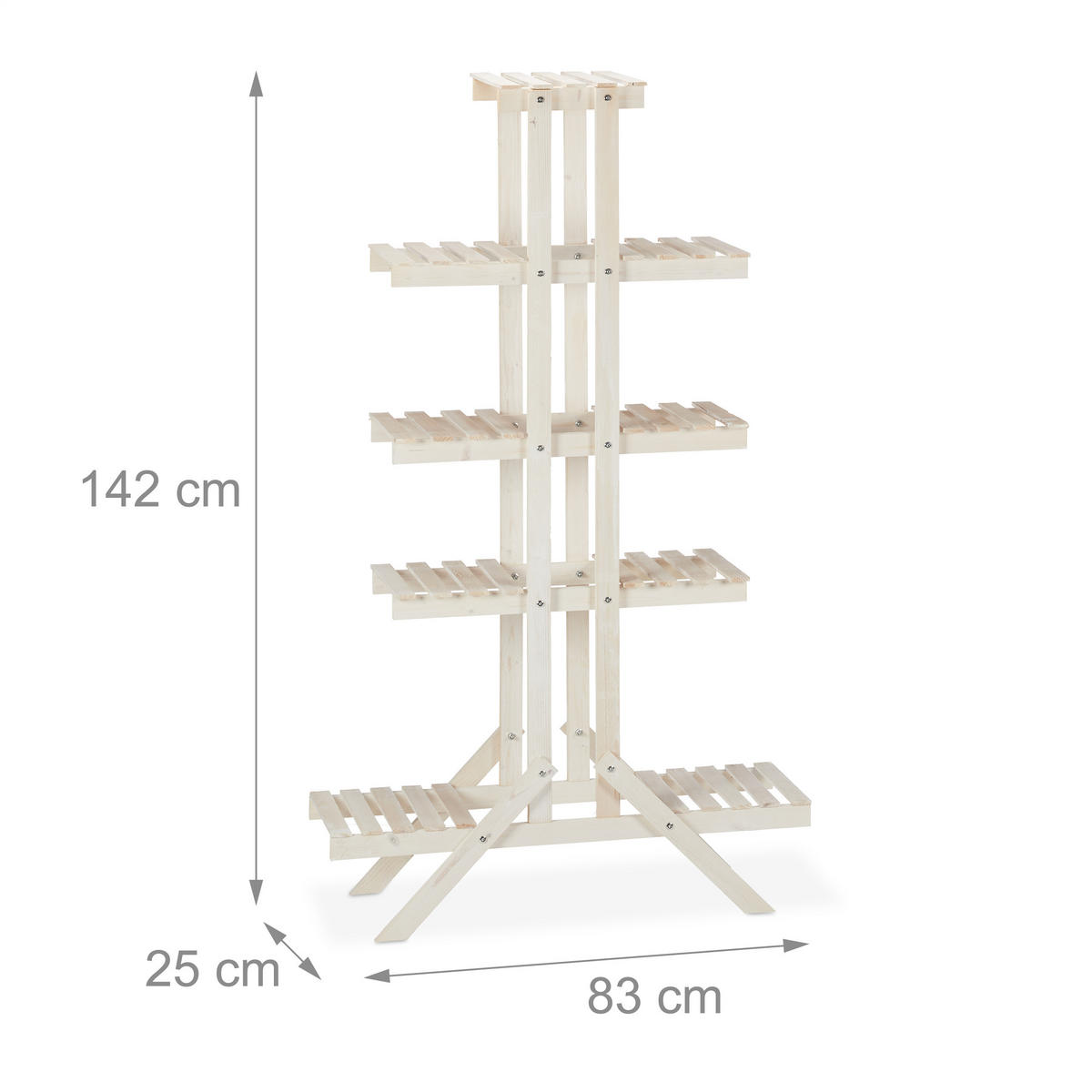 BLUMENTREPPE - Weiß, Holz (83/142/25cm) - Relaxdays