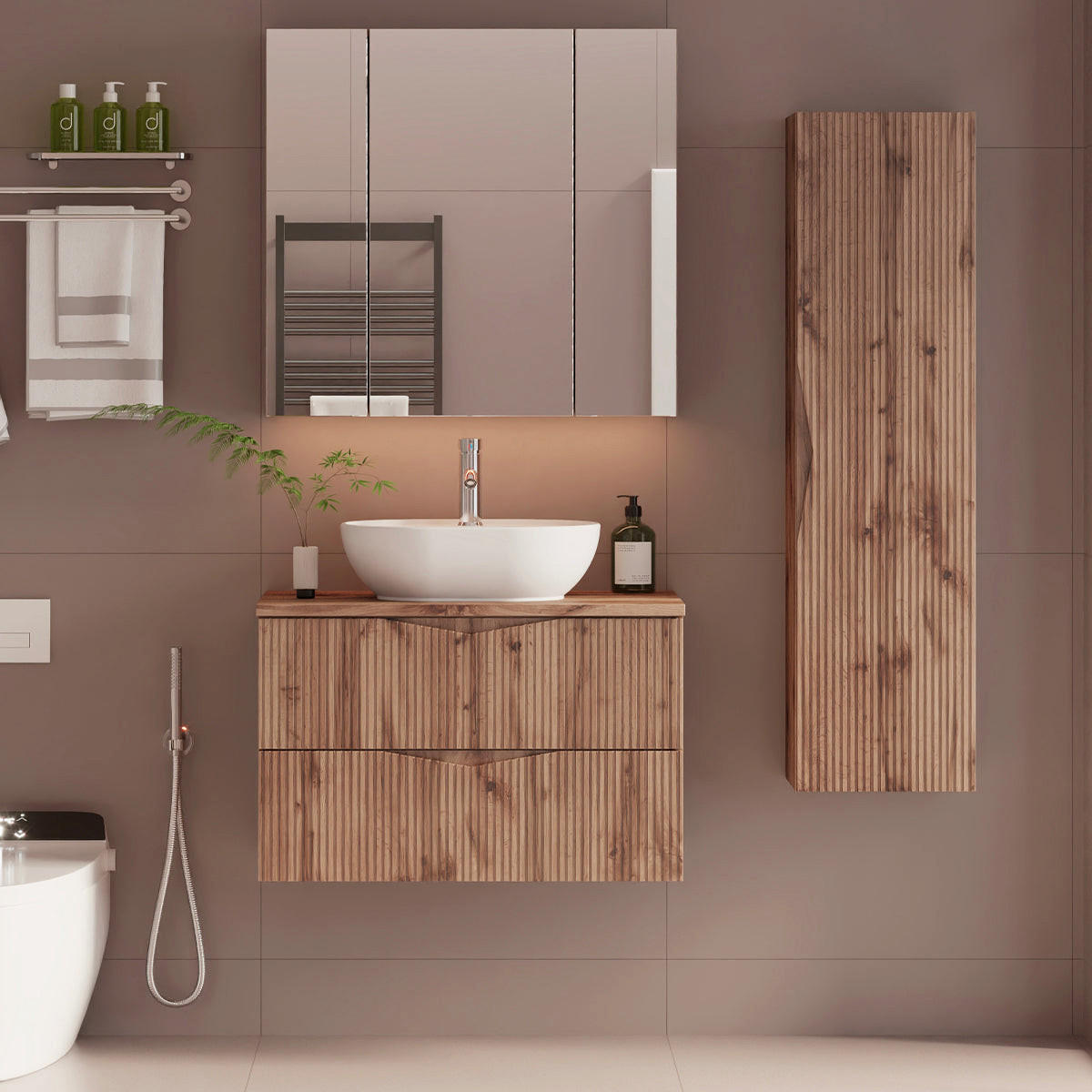 WASCHTISCHUNTERSCHRANK 80cm Tao Holz - Braun, Holzwerkstoff (80/50/46.5cm) - Petits-meubles