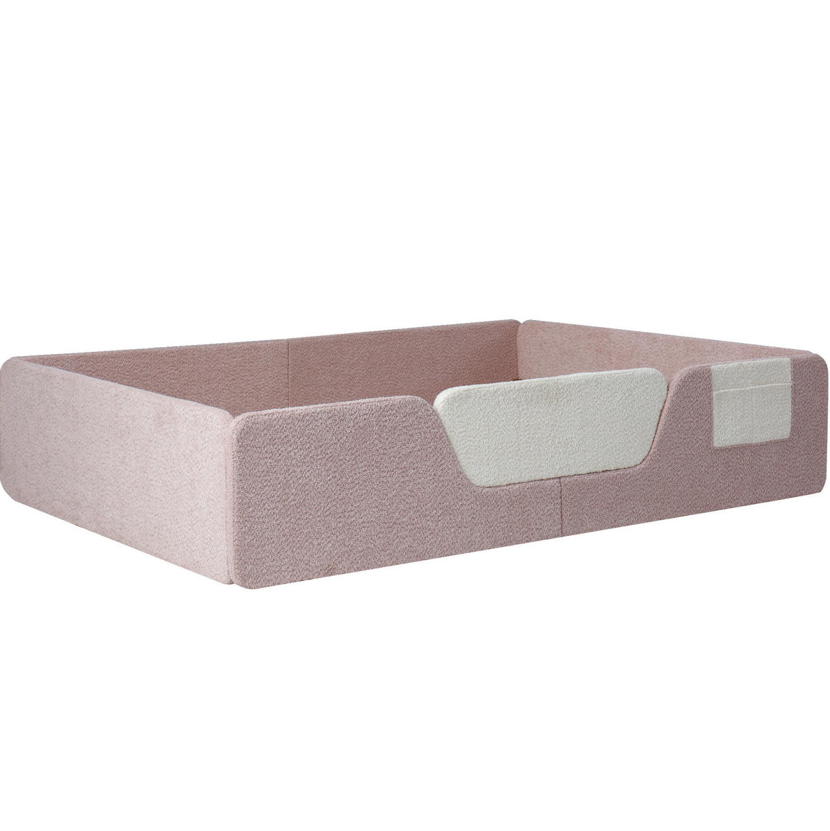 POLSTERBETT 140/190 cm rosa aus Samt mit abnehmbaren Seitengittern - Rosa, Textil (140/190cm) - OKWISH