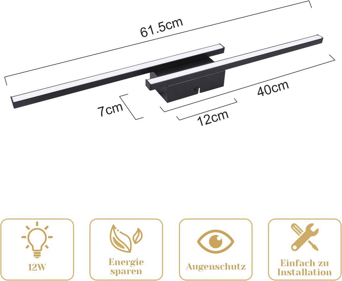 LED-DECKENLEUCHTE 7/61.5/4.8cm - Schwarz, Metall (61.5/7/4.8cm) - Nettlife