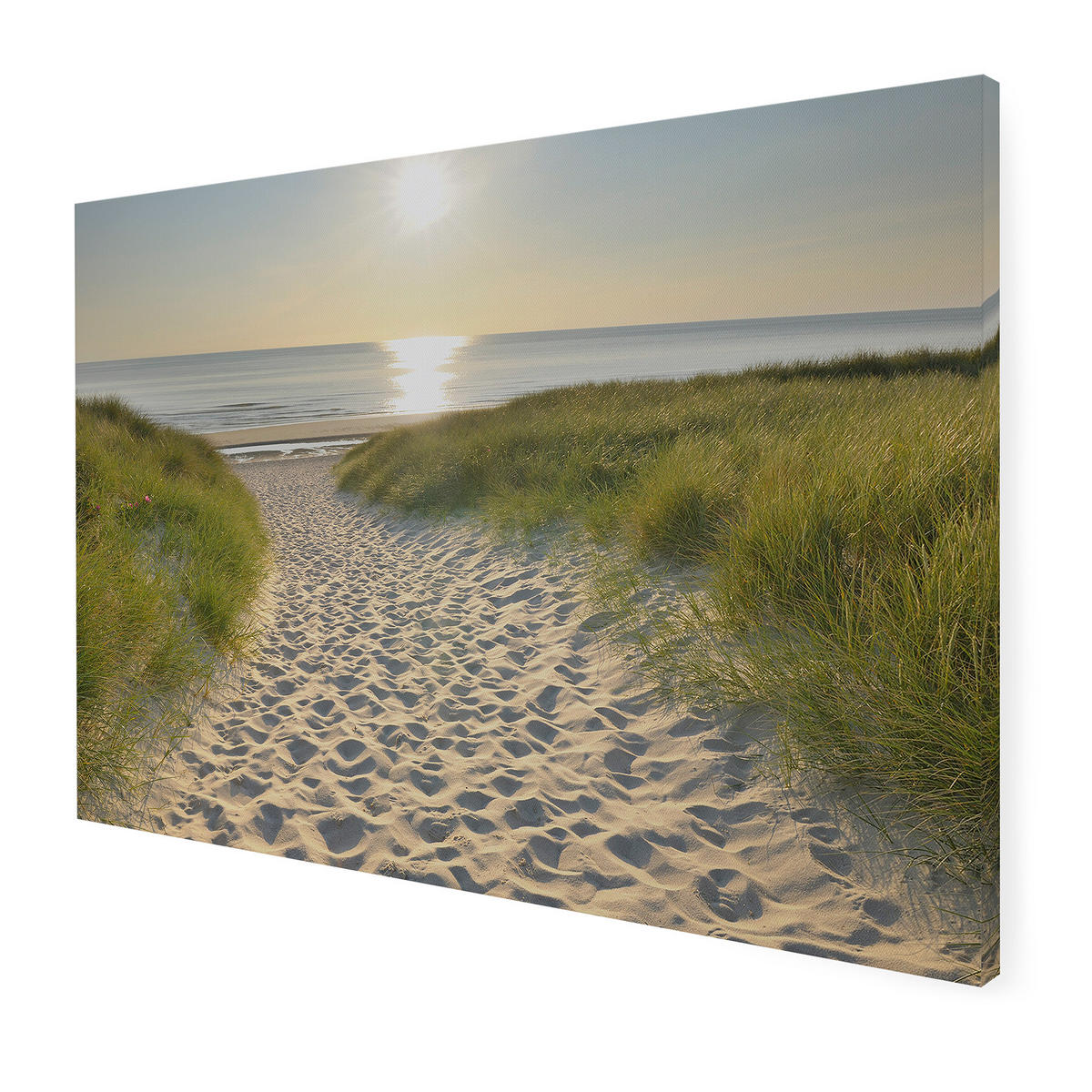 LEINWANDBILD Strandspaziergang Sonnenaufgang 50x70cm - Braun/Grün, Textil (50/1cm) - Art for the Home