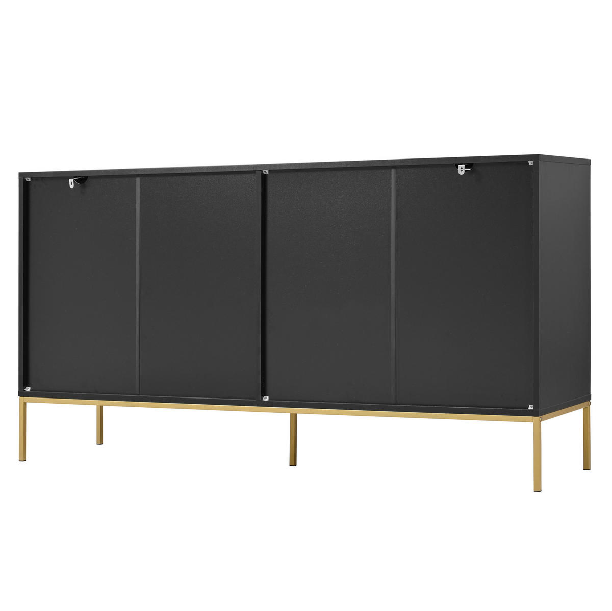 SIDEBOARD im kompakten Design mit Schubladen und Türen, platzsparend, modern und vielseitig, 150/40/80 cm, Schwarz und Gold - Schwarz, Holzwerkstoff (150/80/40cm) - Redom