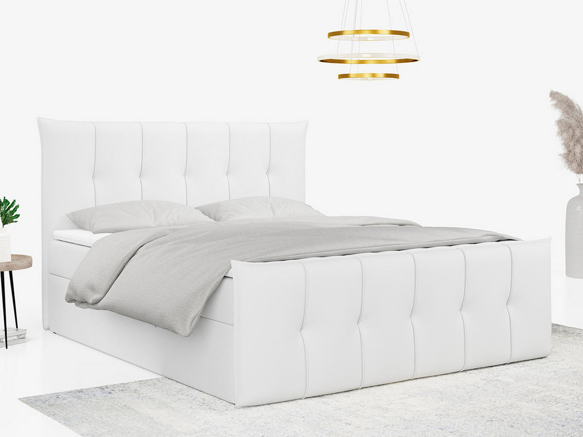 BOXBETT PREMIUM 11 140/200 Weiß Kunstleder - H4 - Weiß, Holz/Textil (140/200cm) - MKS