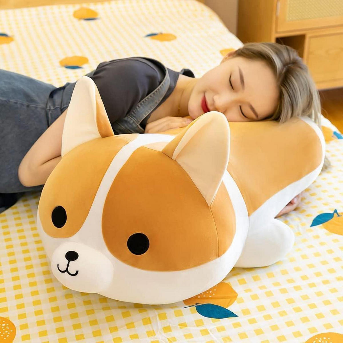 PLÜSCHKISSEN Corgi Hund 60 cm - Braun, Textil (10.2/12.7cm)