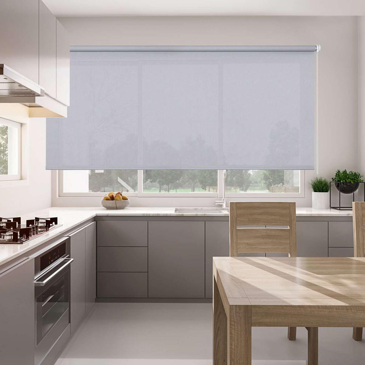 SCREEN-ROLLO| Grau, 90 cm x 180 cm - Grau, Kunststoff (90/180cm) - STORESDECO