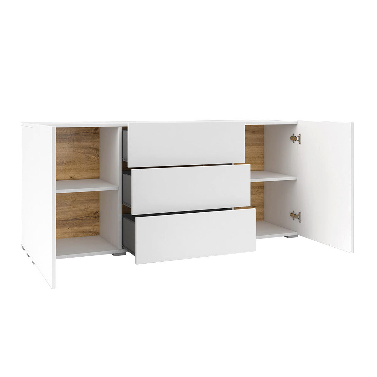 KOMODA Glora Biela - biela, kompozitné drevo (140/63/35cm) - Petits-meubles