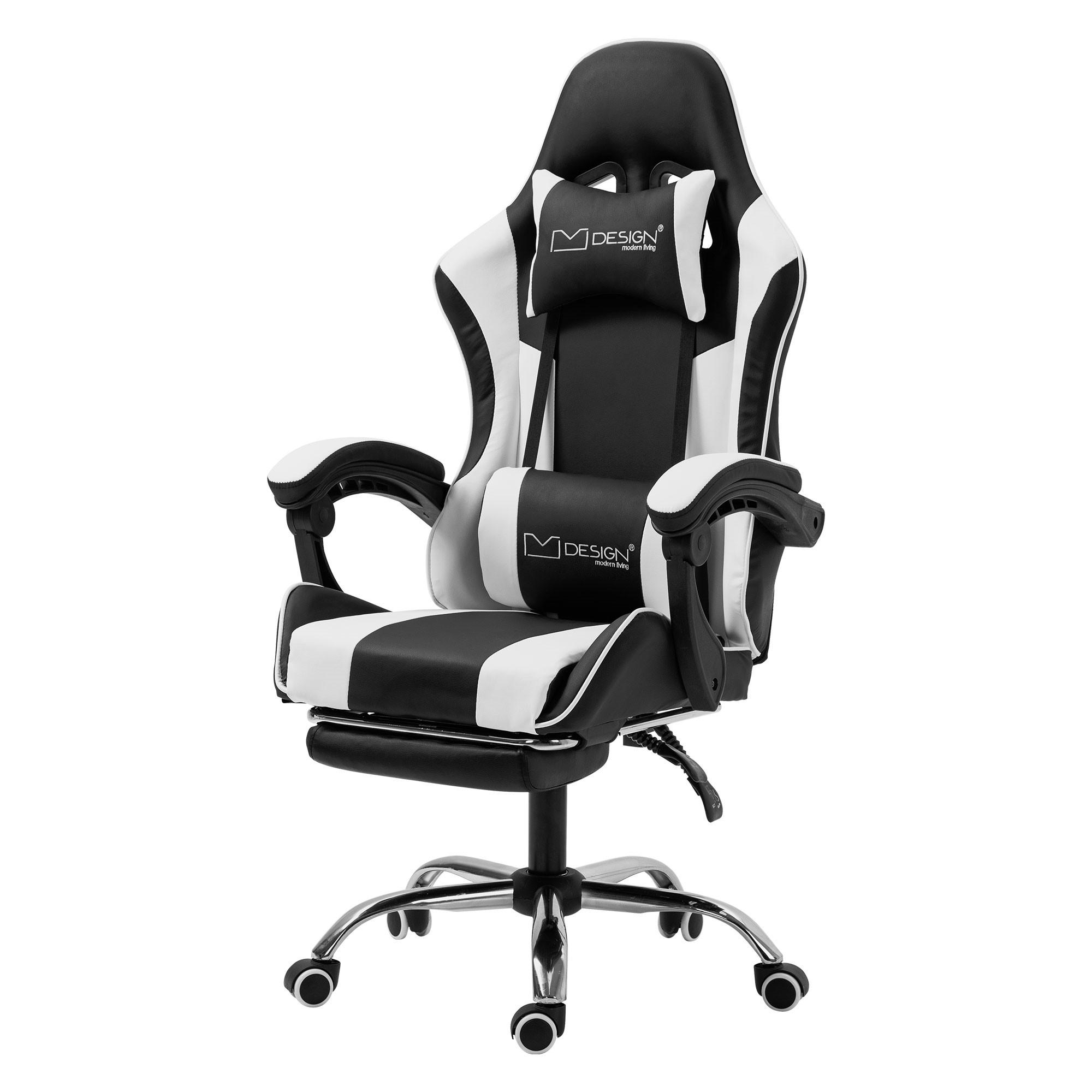 GAMING-STUHL schwarz weiß - Weiß, Metall (62/128/62cm) - ML-DESIGN