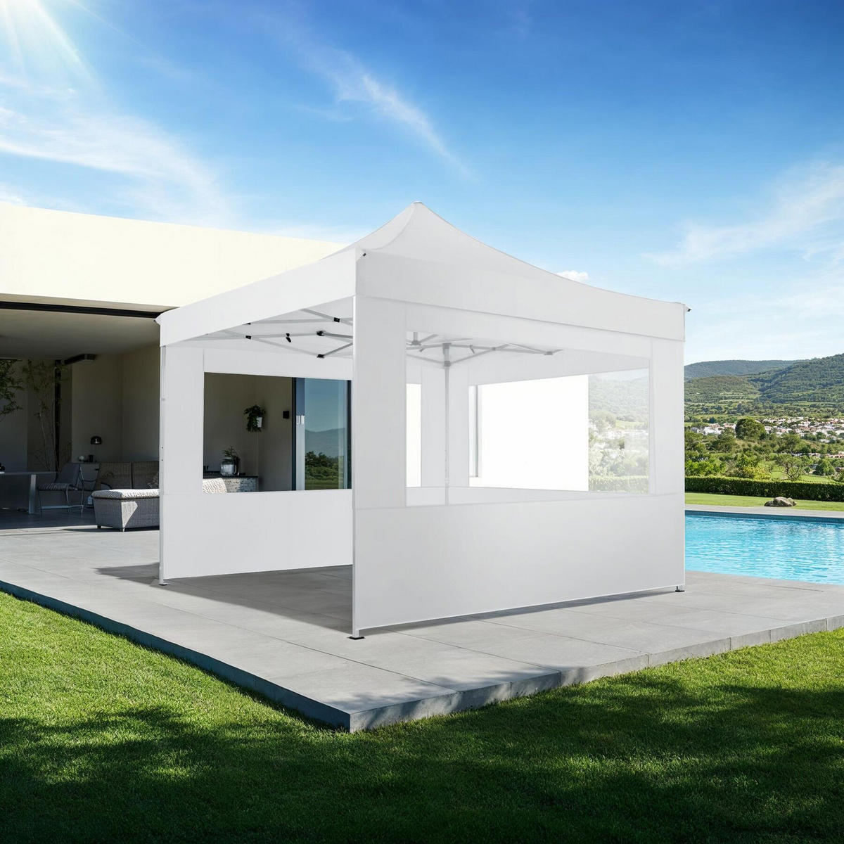 PAVILLON Olivia,inklusive Spannseilen, Heringen und Tragetasche,weiß - Weiß, Kunststoff (300/280/300cm) - tectake