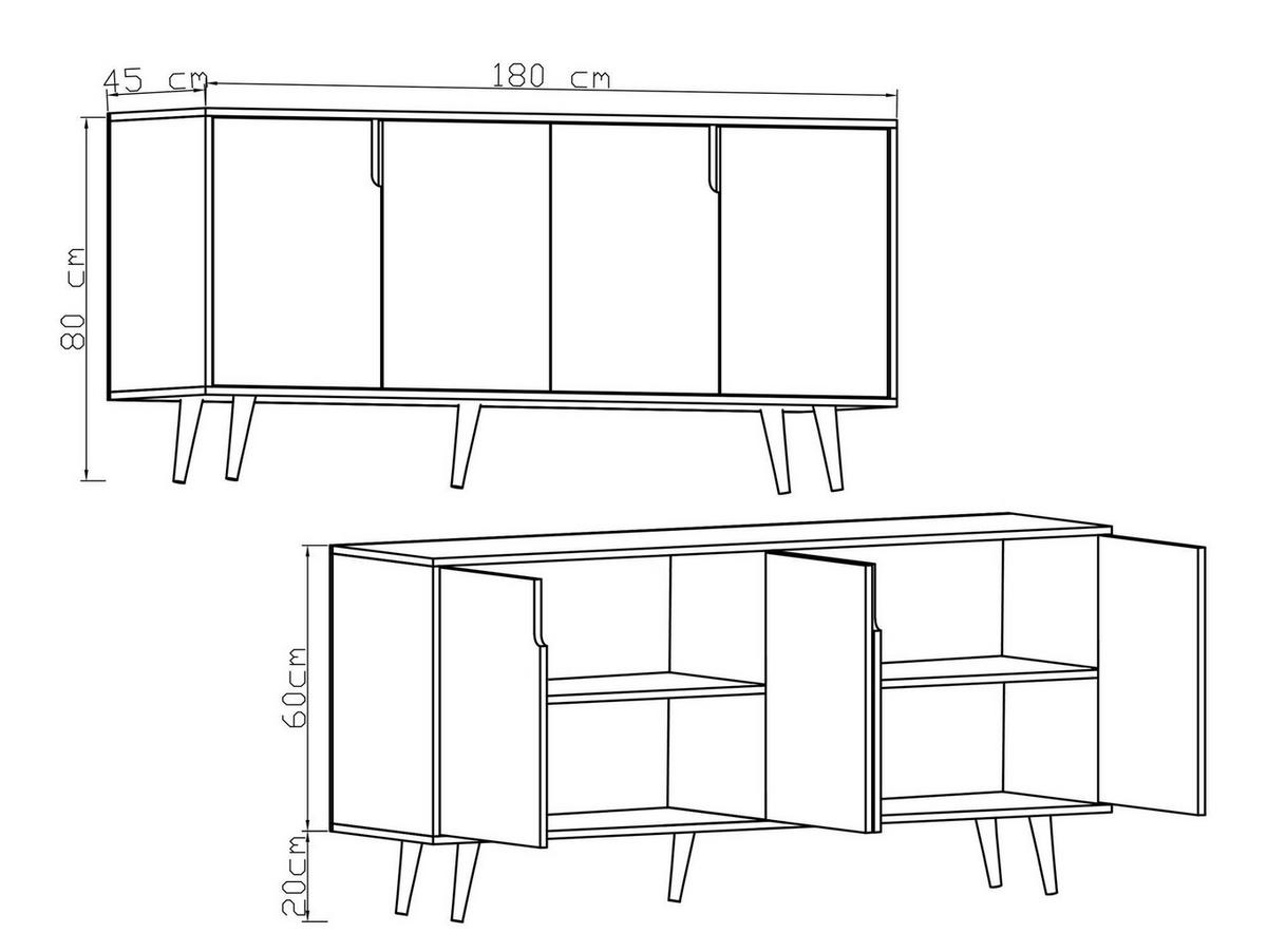 BUFFETSCHRANK latina Braun - Braun, Holz (45/80/180cm) - Habitat Garten