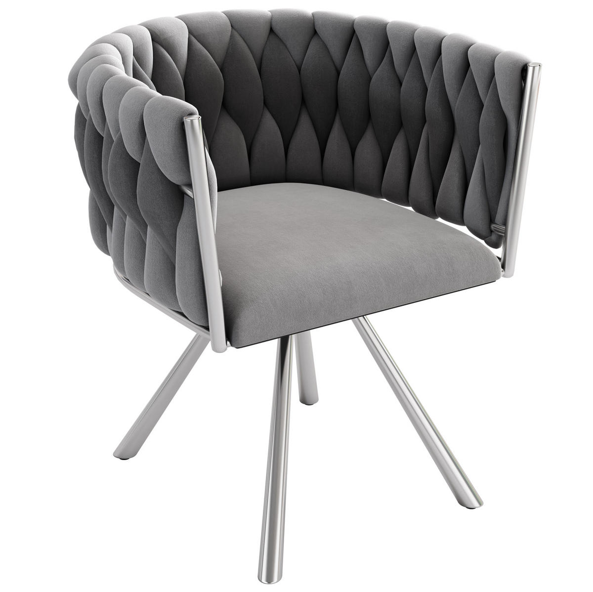 ESSZIMMERSTUHL 4er-Set Grau mit 360°-Drehfunktion - Grau, Textil (59/72/54cm) - MIVRAY
