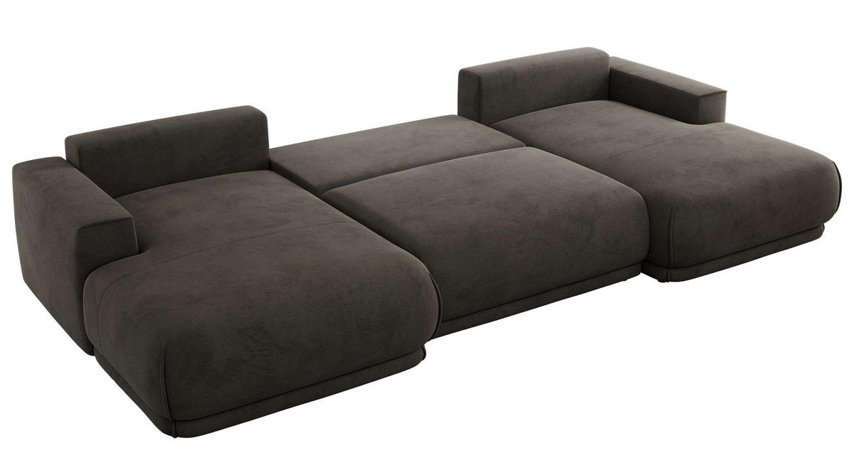 SEDACIA SÚPRAVA RINA U Tmavosivá Zamat - čierna/tmavosivá, textil/plast (360/85/170cm) - MKS