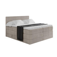 BOXSPRINGBETT mit Matratze H3|H4 und Lattenrost - TOLO KING 120x200 Cord - Aschgrau - Alufarben, Holzwerkstoff (120/200cm) - ALTDECOR