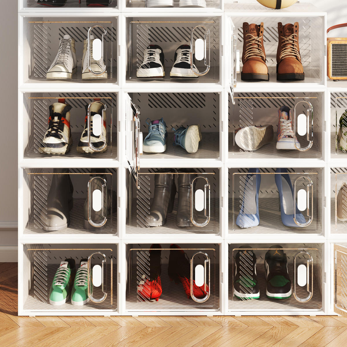 DIY-SCHUHSCHRANK 8er Set Kunststoff Transparent - Transparent, Kunststoff (36/21/28cm) - HOMCOM