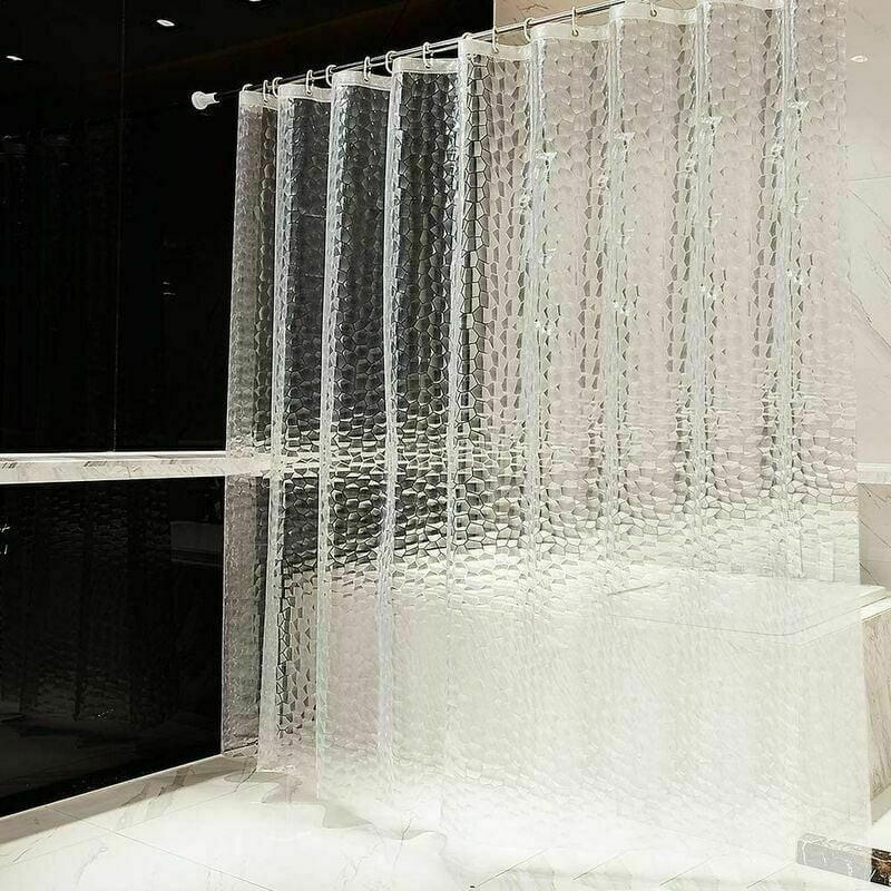 DUSCHVORHANG EVA halbdurchsichtig wasserfest schimmelresistent - Transparent, Kunststoff (180/180cm) - MCBOSON